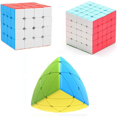 vworld high speed 4x4x4x4, 5x5x5x5x5 And Round Pyramid Triangle Magic Puzzle Cube(3 Pieces)