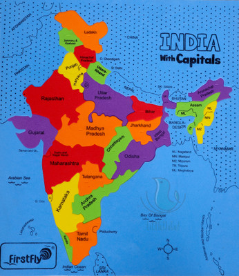 little blubud Firstfly India Map with State Capitals-Educational Toy&Learning Map Puzzle(24 Pieces)