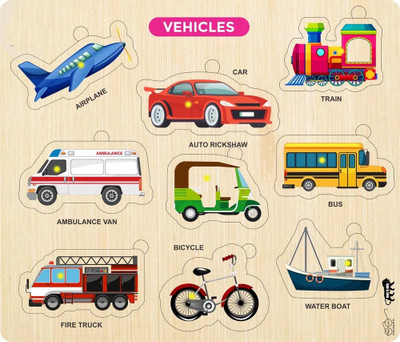 HIGHSEAS Train, Bus,Car&Airplane Toy Picture Transport Name Creative Board Puzzle Game(1 Pieces)