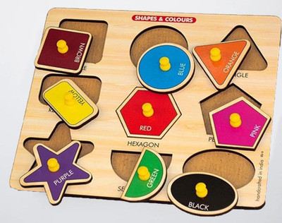 HIGHSEAS Geometry Wooden Shapes Puzzle Classic Shapes Matching Board Brain Teaser Toys(1 Pieces)