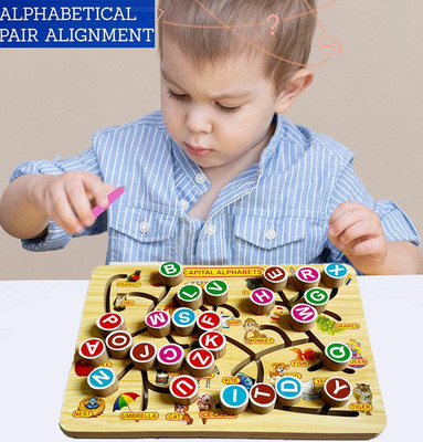 blue seed Early Education Wooden Alphabet Letter Matching Maze Board Puzzles Learning Toys(1 Pieces)