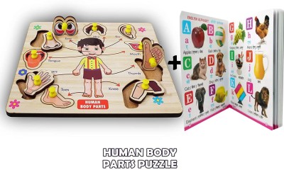 SHALAFI Human Body Parts Name and Picture Board Assembly Body Shape Puzzle+3in1 Book(1 Pieces)