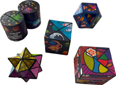 Toyoos 5 in 1 Magic Cube Puzzle | 3D Infinity Space Cubes | Shape-Shifting Magic Puzzle(5 Pieces)