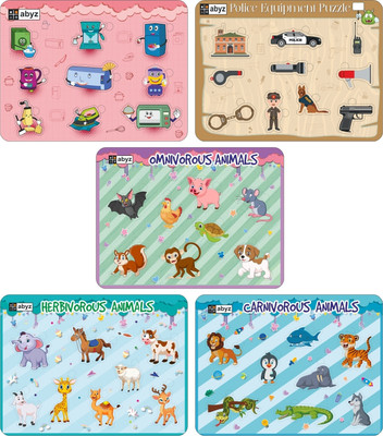 ABYZ Herbivorous,Carnivorous,Omnivorous Animal, Police Equipment, Electric Appliances(5 Pieces)