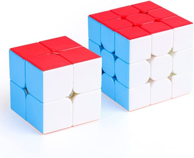 jmv cube combo set of 2 rubix cube 2X2 3x3 rubic cube high speed stickerless(2 Pieces)