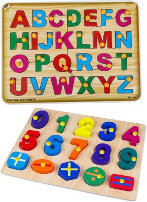 Plus Shine English Capital Alphabets & Number 1-10 Wooden Puzzle with Mathematical Signs(41 Pieces)