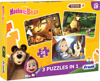 Frank Masha and The Bear - 3 in 1 Jigsaw Puzzle for Kids Above 4+ Years(78 Pieces)