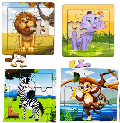 SHALAFI Wooden Jigsaw Puzzle Games for Children & Kids(4 Pieces)