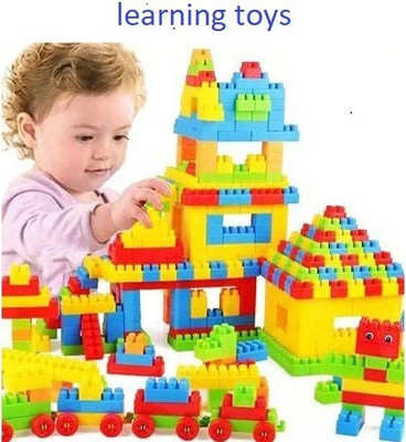 GREEN WAY 100+ PC's BEST BABY TRAIN BLOCKS HOUSE BLOCKS MAKE IQ LEVEL STRONG(100 Pieces)
