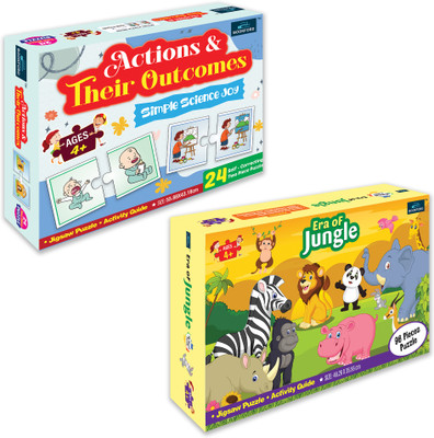 BOOKFORD Exciting Puzzle Combo Set of 2Jigsaw Puzzle-Actions and Outcomes & Era of Jungle(144 Pieces)