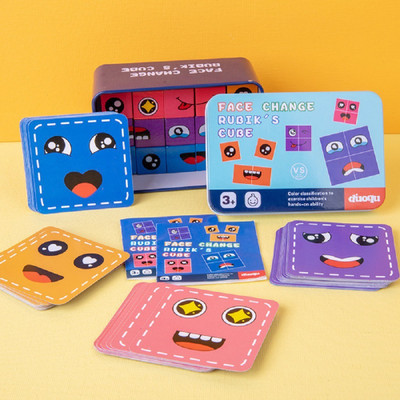 poksi Cube face Game for Kids | Expressions Matching Block Puzzle Toy Toddler Toy(16 Pieces)