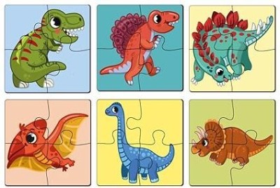 YaY Play Dinosaurs Beginner Educational Puzzle 4 Pieces Wooden Puzzles for 2 Ys and up(24 Pieces)