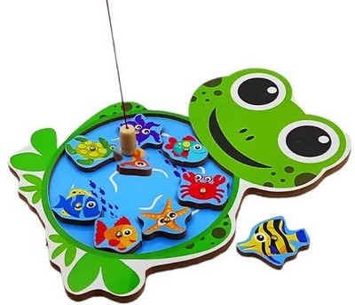 SHALAFI Wooden Magnetic Fishing Catching Sorting Games Set Magnetic Frog Shape Toys(1 Pieces)