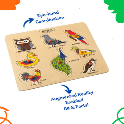 HIGHSEAS Birds Puzzle Name with Shapes Toys Board Games Educational Jigsaw Puzzle(1 Pieces)
