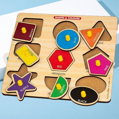 CASADOMANI Geometric Shape Pegboard Puzzles Learning Toys Shape Recognition Sorting Blocks(1 Pieces)