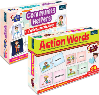 BOOKFORD Action Words & Community Helpers – | Set of 2(144 Pieces)