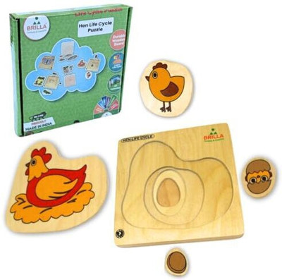 BRILLA Wooden Hen Chicken Life Cycle Puzzle - 4 Layer Educational Toy(1 Pieces)