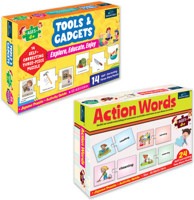 BOOKFORD Exciting Puzzle Combo Set of 2 Jigsaw Puzzle - Tools & Gadgets & Action Words(90 Pieces)