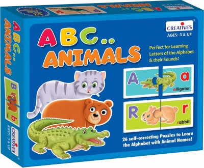 Creatives ABC Animals Puzzles Educational Games for Kids Ages 3 & Up Self-Correcting(52 Pieces)