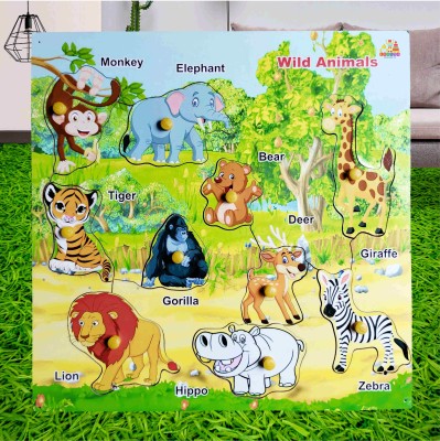 loukya Wooden Premium Animal Puzzle Board with Picture for Kids - Age 3+ years(1 Pieces)