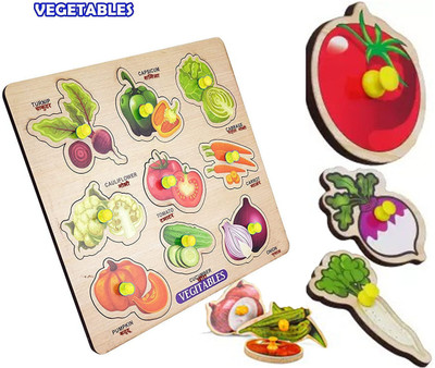 BUY SURETY Vegetables Picture Simple Puzzle Learning Toys Vegetables Name Matching Blocks(1 Pieces)