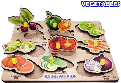 BUY SURETY Montessori Vegetable Name Learning Toys Vegetables Shape Matching Blocks Puzzle(1 Pieces)
