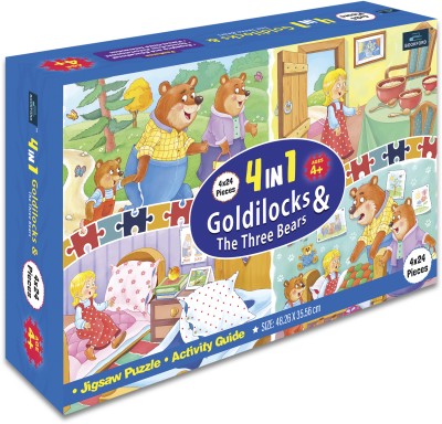 BOOKFORD 4 In 1 Goldilocks And Three Bear Jigsaw Puzzle Game & Fun and Learning(96 Pieces)