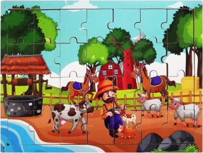 CloudTech Wooden Farm House Tray Interlocking Jigsaw Puzzle for Kids(28 Pieces)