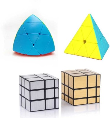 ATABAIG High Speed Cube Combos of 3x3x3 Triangle Pyramid, Curve Pyramorphix, Golden(4 Pieces)
