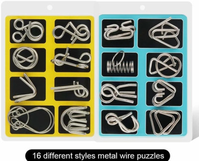 CrazyBuy 16 in 1 Metal Puzzles Brain Teaser Challenge Set IQ Busters Intellectual Toy(16 Pieces)