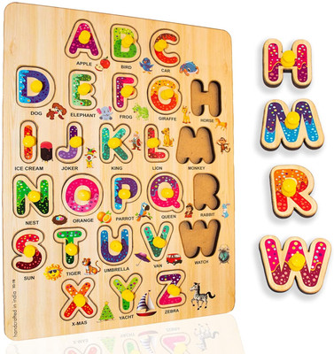 TRENDORA ABCD Puzzle Toys for Kids – 26-Piece Wooden Alphabet Jigsaw Puzzle(26 Pieces)