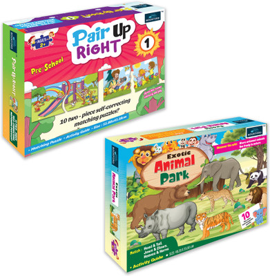 BOOKFORD Exciting Puzzle Combo Set of 2Jigsaw Puzzle-Pair Up Right 1 & Exotic Animal Park(60 Pieces)