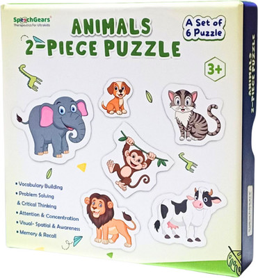 SpeechGears Animals 2 Piece Puzzle Educational Toy(12 Pieces)