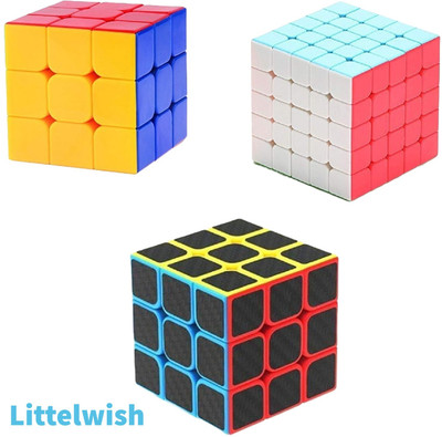 littlewish cube of 3x3x3 5x5x5x5x5 and black magic cube combo of 3(3 Pieces)
