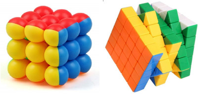 GREST High Speed Smooth 5x5x5 Cube and 3x3x3 Round Bubble Magic Cube(2 Pieces)