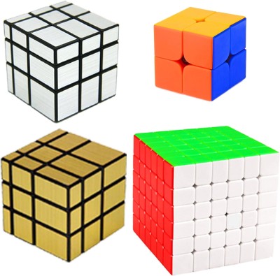 Vaniha Cube Combo of 2X2,6X6,Gold Mirror,Silver Mirror High Speed Stickerless Cube(4 Pieces)