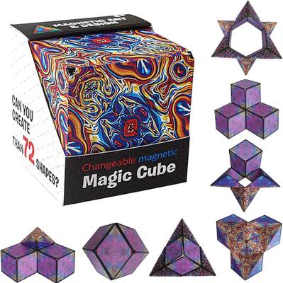 VniQ Magnetic Cube 3D Puzzle Shape Shifting Box Infinity Cubes - Fidget Magic Cube