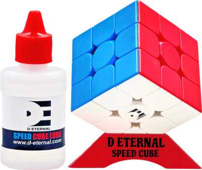 D ETERNAL Cube 3x3 High Speed Stickerless Magic Puzzle Cubes With Cube Lubricant & Stand(1 Pieces)