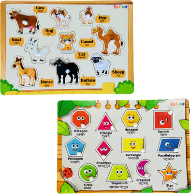 Todfod Wooden Jigsaw Puzzles Pet animal & Body parts Characters For Kids(1 Pieces)