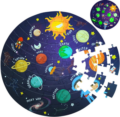 Cocomoco Kids Solar System Puzzle 42 Pcs - Glow in The Dark - Educational Toy(42 Pieces)