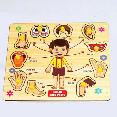 CASADOMANI Wooden Learn Human Body Parts Board Game Parts of Body Name Matching Puzzle Tray(1 Pieces)