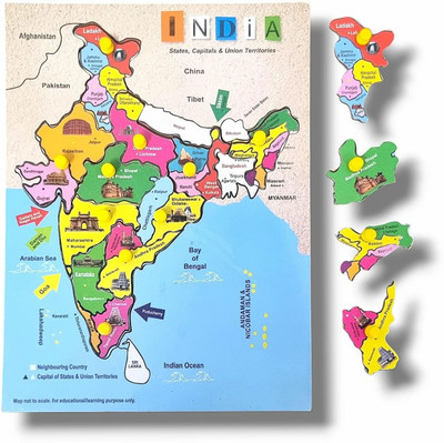 TOYVISION Low Price Wooden Educational learning Map Board Puzzle for kids(1 Pieces)