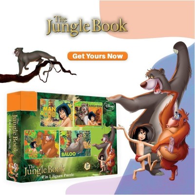 zokato Jungle Book 4 in 1 Jigsaw Puzzle Multicolor Pack of 4 - 140 Pieces(140 Pieces)