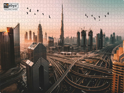 ABYZ Dubai sky line with traffic junction and Burj Khalifa Wooden Puzzle Play Puzzle(1000 Pieces)