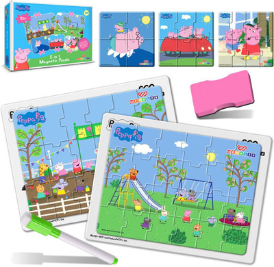 Wembley Peppa Pig 4 in 1 Jigsaw Magnetic Puzzle for Kids 3+ Years DIY Creative Activity(8 Pieces)