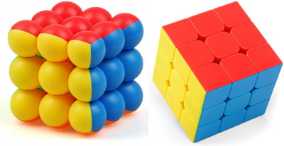 GREST High Speed Smooth 3x3x3 Cube and Round Bubble Magic Cube(2 Pieces)