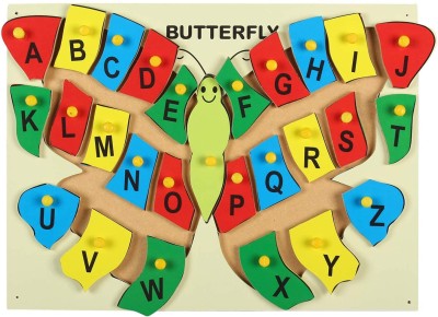 Plus Shine English Alphabet Butterfly Puzzle Board with Knobs Jigsaw Learning Puzzle Toys(27 Pieces)