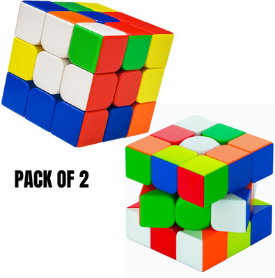 Royal Buzz High Speed Stickerless Rubik Cube 3x3, Smooth Rotation with Durable Puzzle Toy(2 Pieces)
