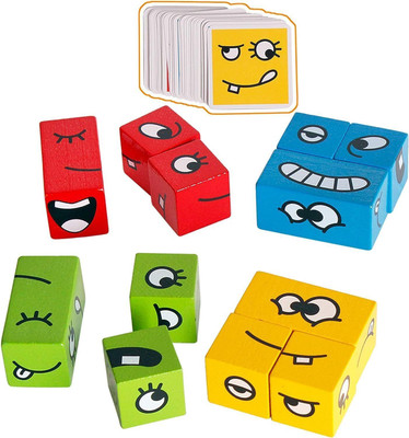 FUNVERSE Face Changing Puzzles Emotion Change Toy with 16 Face Cube and 72 Cards(1 Pieces)