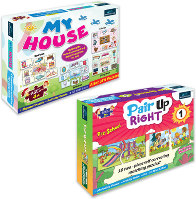 BOOKFORD Exciting Puzzle Combo Set of 2 Jigsaw Puzzle-My House & Pair Up Right 1(56 Pieces)